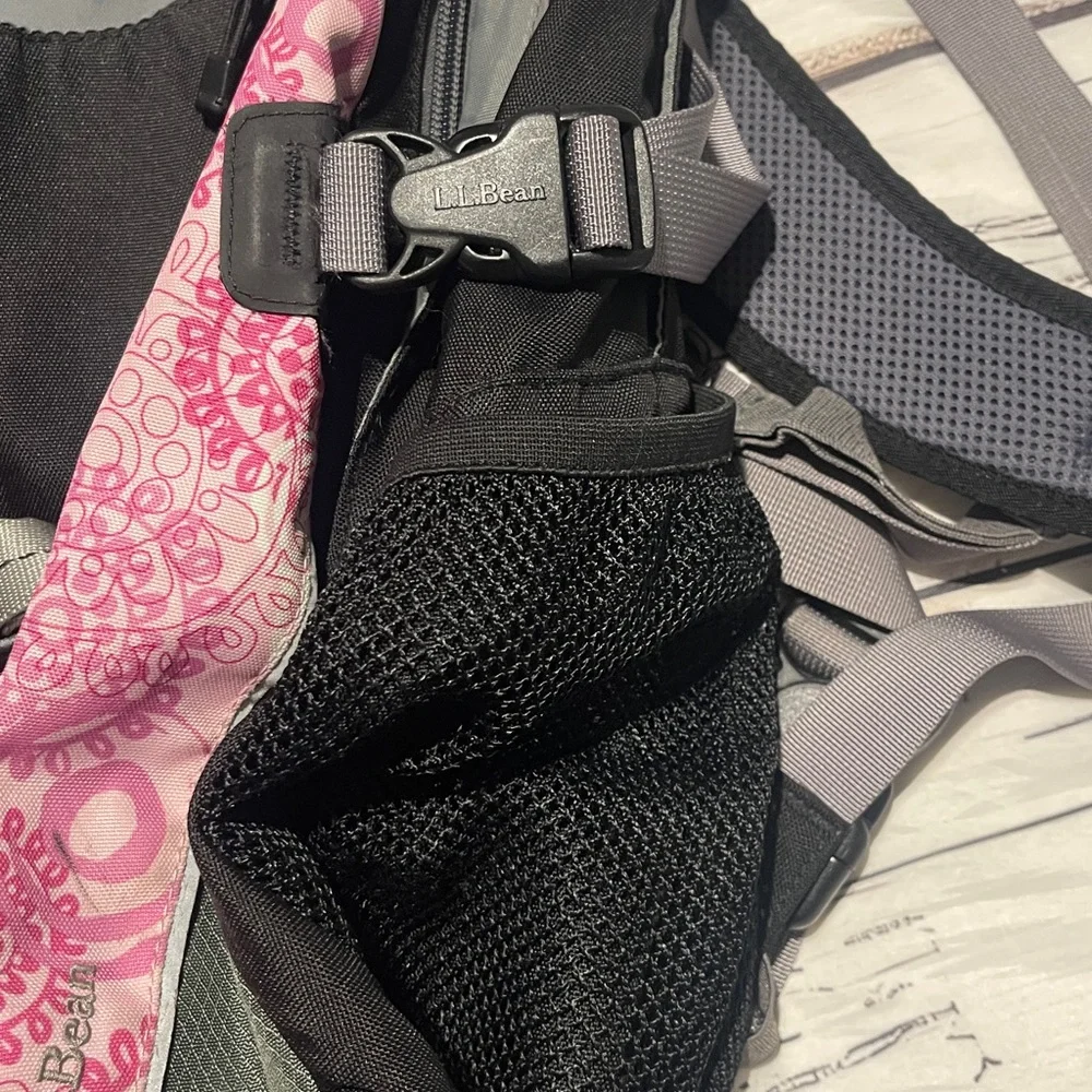 L.L. Bean Black and Pink Patterned Backpack